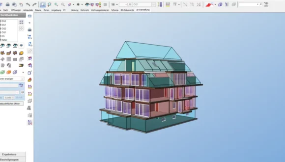 Softwarebild des 3D CAD Modells der Immobilie